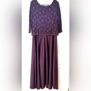 ALEX EVENINGS Purple Full Length Formal Gown - Size 18
